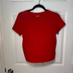 Old Navy Red Fitted Short Sleeve T-Shirt